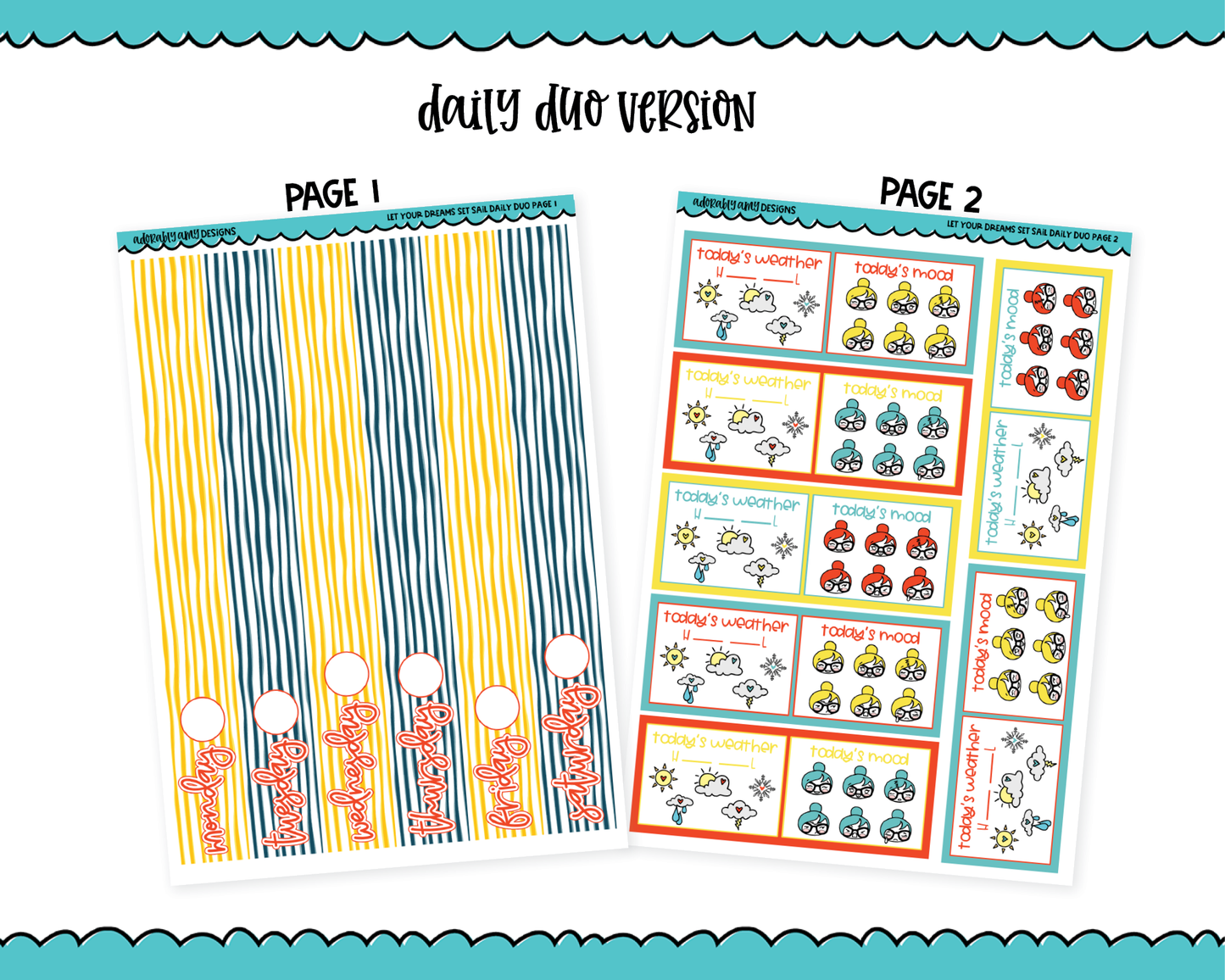 Daily Duo Let Your Dreams Set Sail Themed Weekly Planner Sticker Kit for Daily Duo Planner