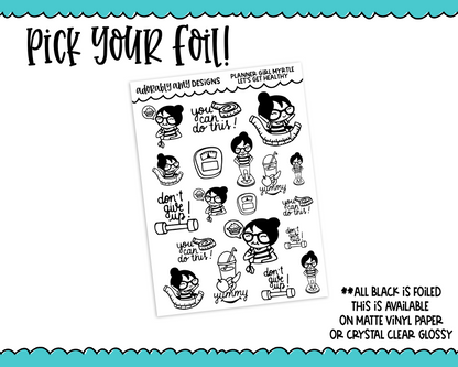 Foiled Doodled Planner Girls Let's Get Healthy Planner Stickers for any Planner or Insert