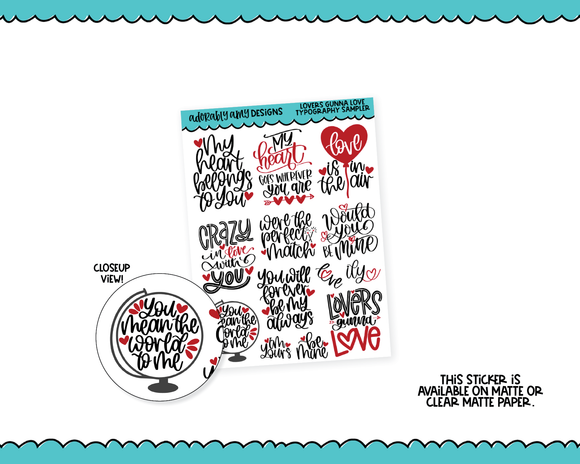 Lovers Gunna Love Valentine Love Quote Sampler Planner Stickers for any Planner or Insert