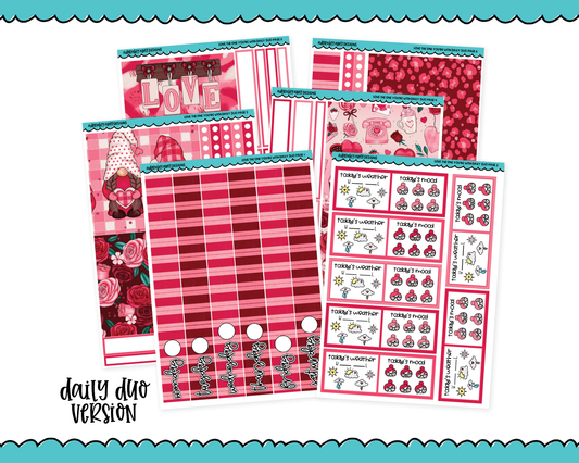 Daily Duo Love the Gnome You're With Valentine Themed Weekly Planner Sticker Kit for Daily Duo Planner