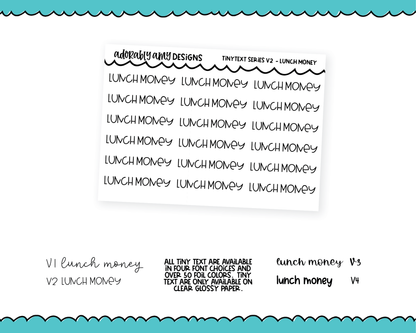 Foiled Tiny Text Series - Lunch Money Checklist Size Planner Stickers for any Planner or Insert