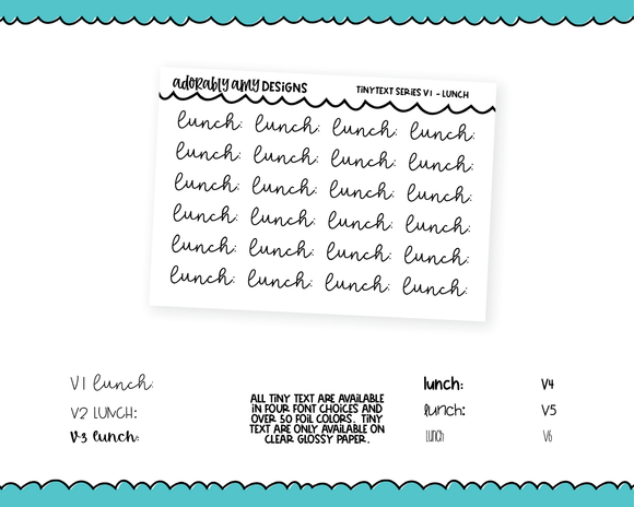 Foiled Tiny Text Series - Lunch Checklist Size Planner Stickers for any Planner or Insert