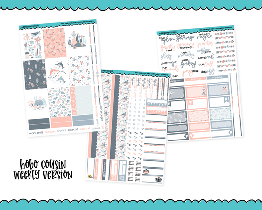 Hobonichi Cousin Weekly Make Some Waves Pastel Ocean Themed Planner Sticker Kit for Hobo Cousin or Similar Planners