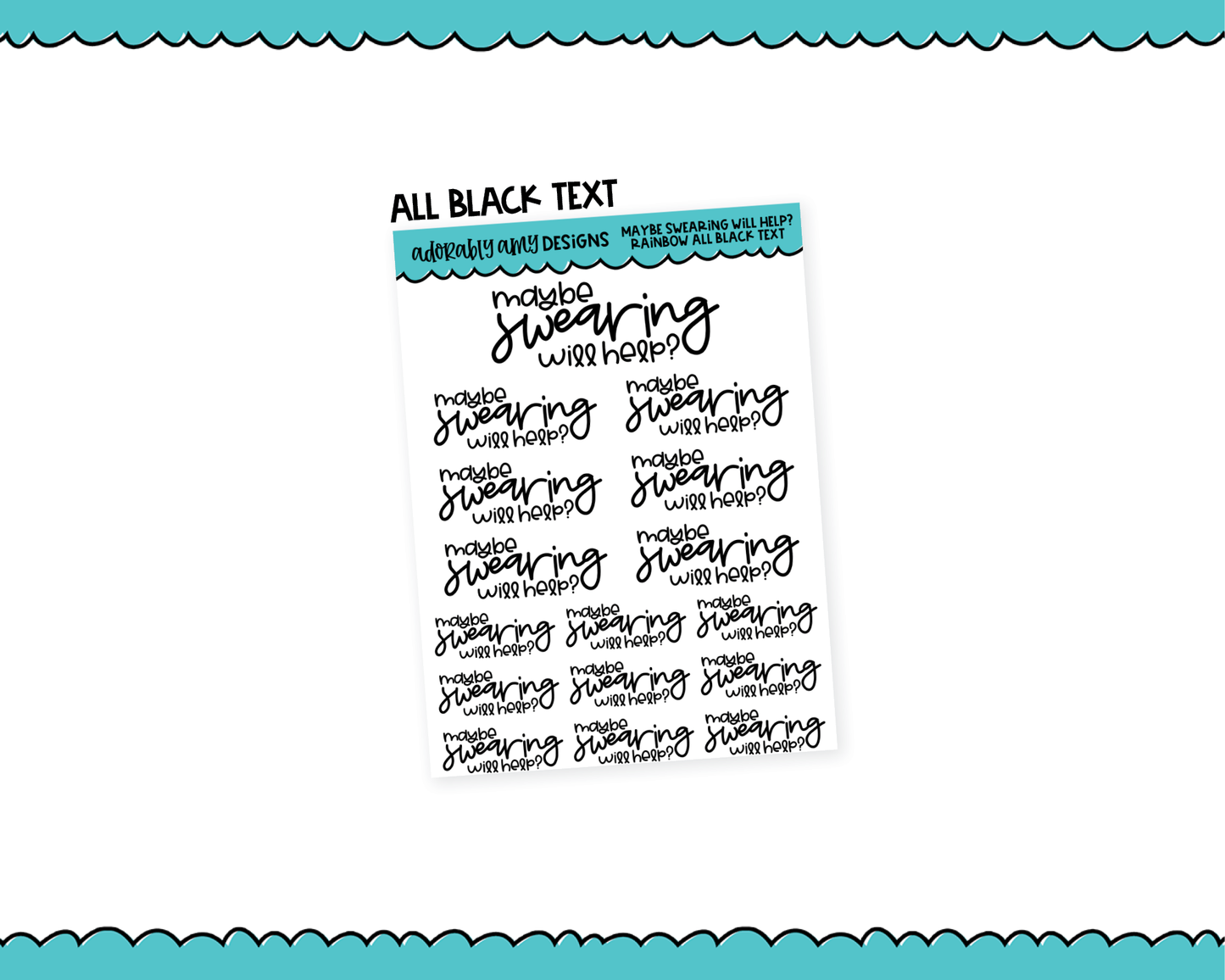 Rainbow or Black Maybe Swearing Will Help Snarky Typography Planner Stickers for any Planner or Insert