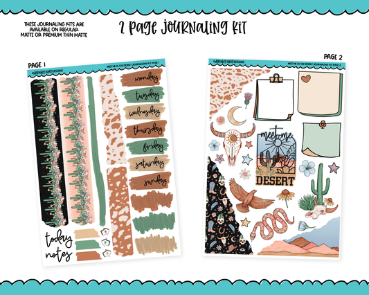 Journaling Kit Meet Me in the Desert Themed Planner Sticker Kit in White OR Black for Blackout Planners