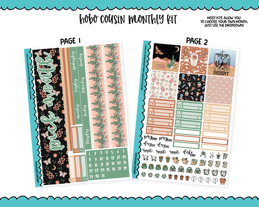 Hobonichi Cousin Monthly Pick Your Month Meet Me in the Desert Themed Planner Sticker Kit for Hobo Cousin or Similar Planners