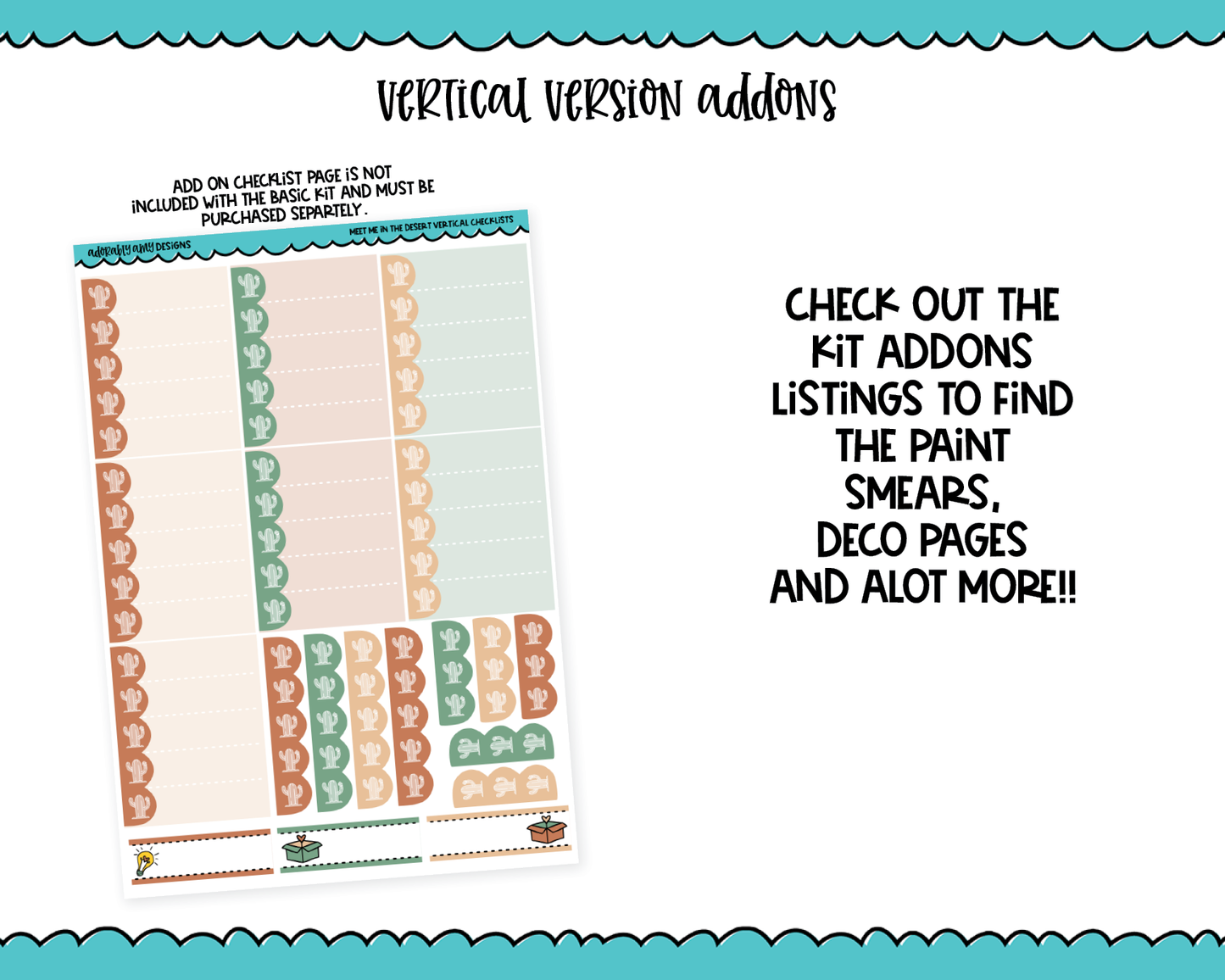 Vertical Meet Me in the Desert Themed Planner Sticker Kit for Vertical Standard Size Planners or Inserts