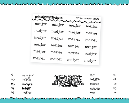 Foiled Tiny Text Series - Meijer Checklist Size Planner Stickers for any Planner or Insert