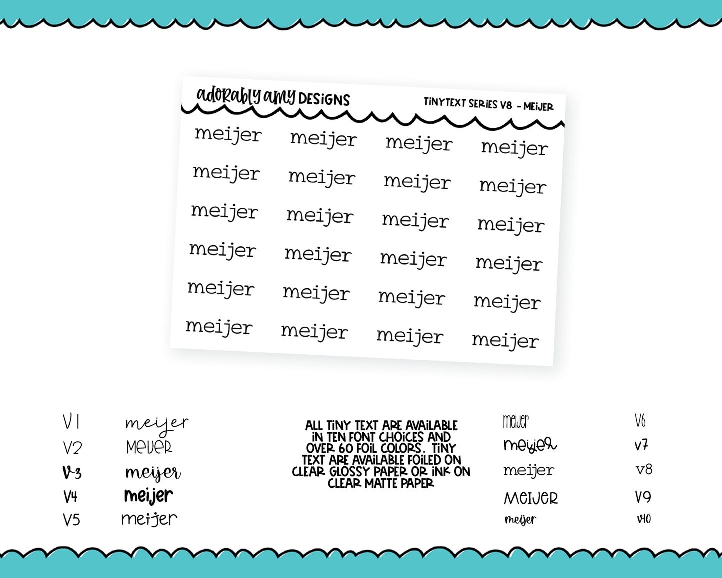 Foiled Tiny Text Series - Meijer Checklist Size Planner Stickers for any Planner or Insert