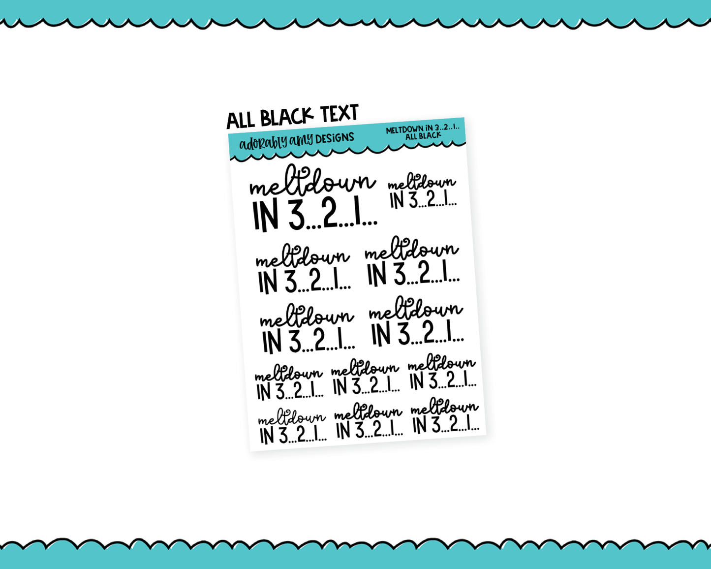 Rainbow or Black Meltdown in 321... Snarky Typography Planner Stickers for any Planner or Insert