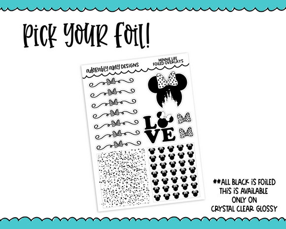 Foiled All About That Bow Minnie Themed Sampler Planner Stickers for any Planner or Insert