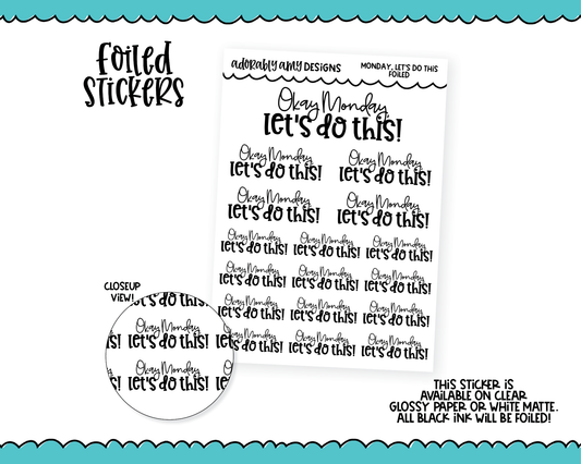 Foiled Snarky Monday, Let's Do This Typography Planner Stickers for any Planner or Insert