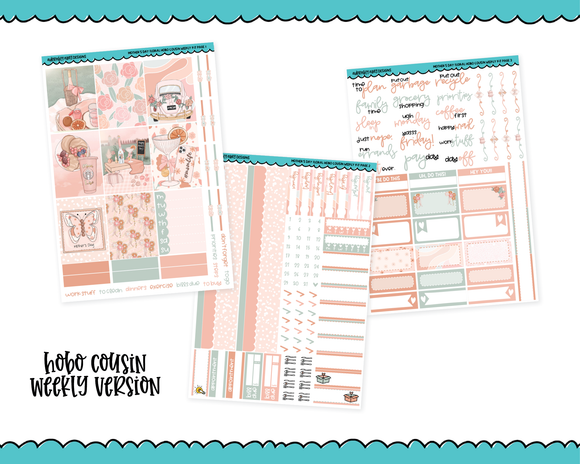 Hobonichi Cousin Weekly Mother's Day Floral Soft Pretty Mom Themed Planner Sticker Kit for Hobo Cousin or Similar Planners