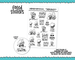 Foiled Doodled Girls Motivational V1 Planner Stickers for any Planner or Insert