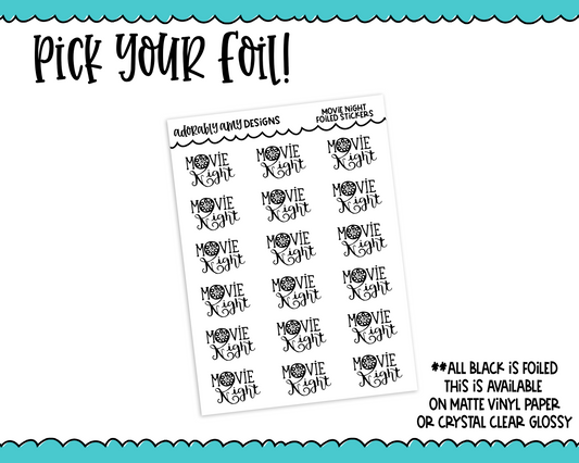 Foiled Functional Movie Night Reminder Planner Stickers for any Planner or Insert