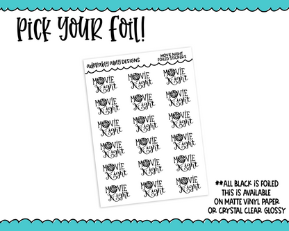 Foiled Functional Movie Night Reminder Planner Stickers for any Planner or Insert