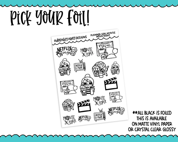 Foiled Doodled Planner GirlsMovie Time Planner Stickers for any Planner or Insert