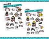 Planner Girls Character Stickers Movie Time Movie Night Decoration Planner Stickers for any Planner or Insert - Adorably Amy Designs