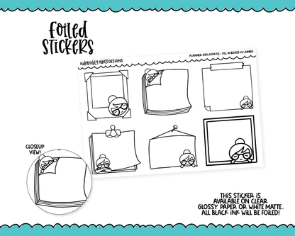 Foiled Doodled Planner Girls Fill in Boxes V2 Planner Stickers for any Planner or Insert