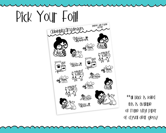 Foiled Planner Girl Myrtle Cat Life Cat Lover Planner Stickers for any Planner or Insert - Adorably Amy Designs