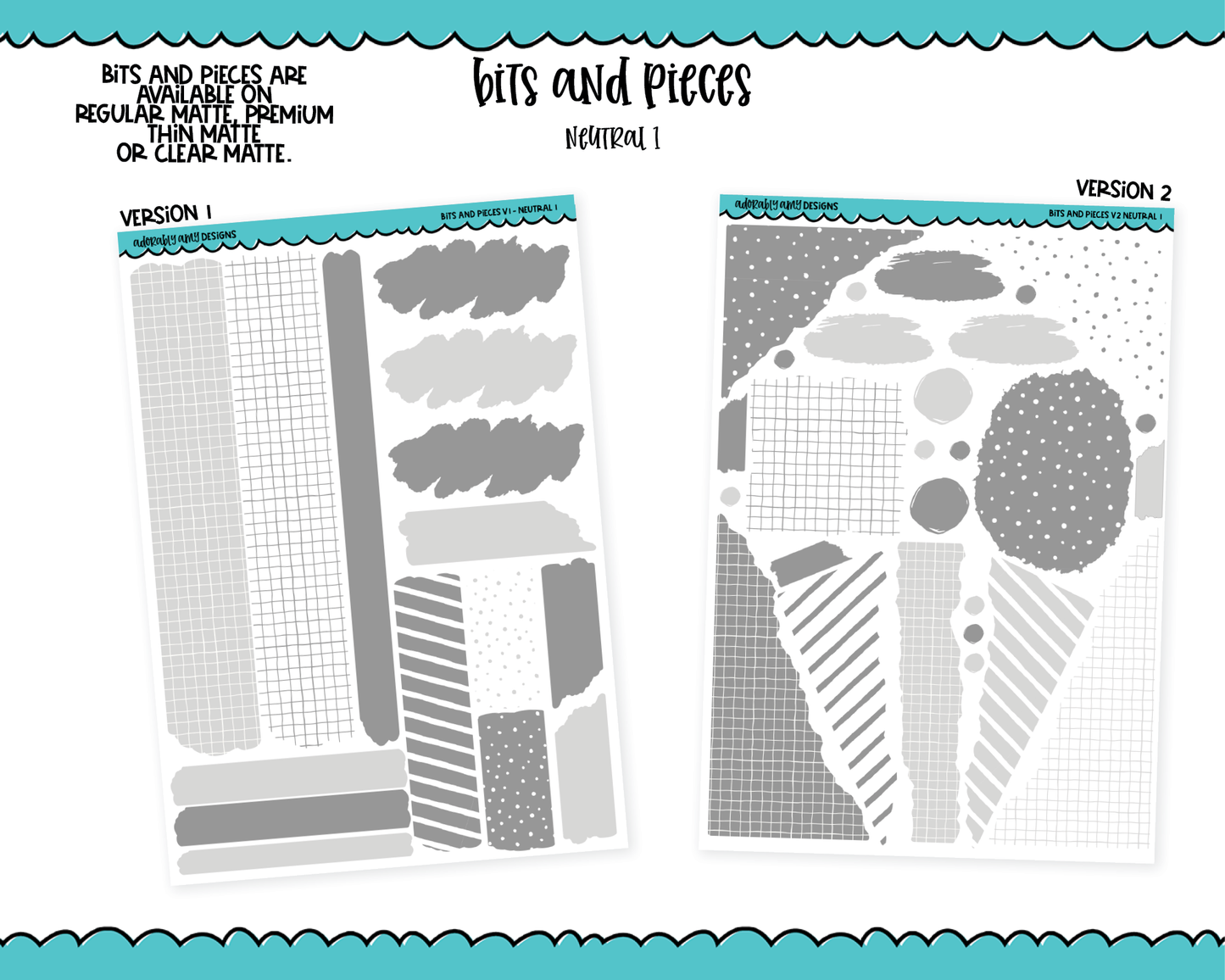 Bits & Pieces V1 & V2- Fun Kit Addons for Any Planner in 13 different Color Schemes