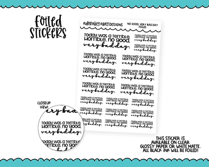 Foiled No Good Very Bad Day Planner Stickers for any Planner or Insert