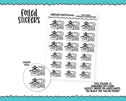 Foiled No School Doodles Planner Stickers for any Planner or Insert