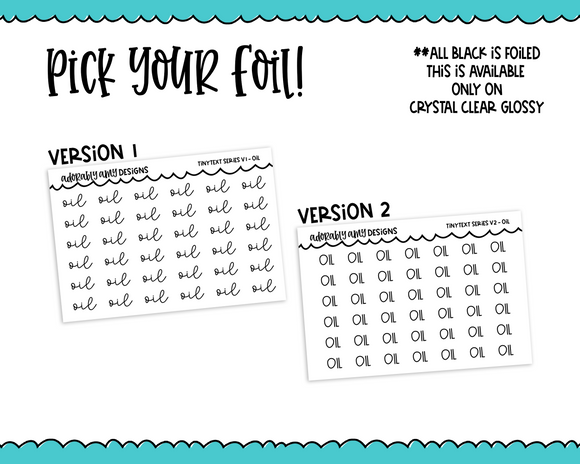 Foiled Tiny Text Series -   Oil Checklist Size Planner Stickers for any Planner or Insert