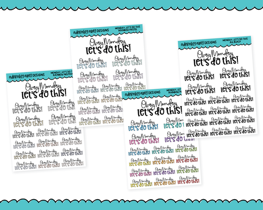 Rainbow or Black Okay Monday, Let's Do This Typography Planner Stickers for any Planner or Insert