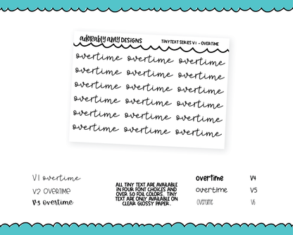 Foiled Tiny Text Series - Overtime Checklist Size Planner Stickers for any Planner or Insert