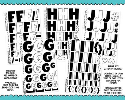 Foiled Alpha Bits V1 Letter Stickers Grouped by Letter Typography Planner Stickers for any Planner or Insert