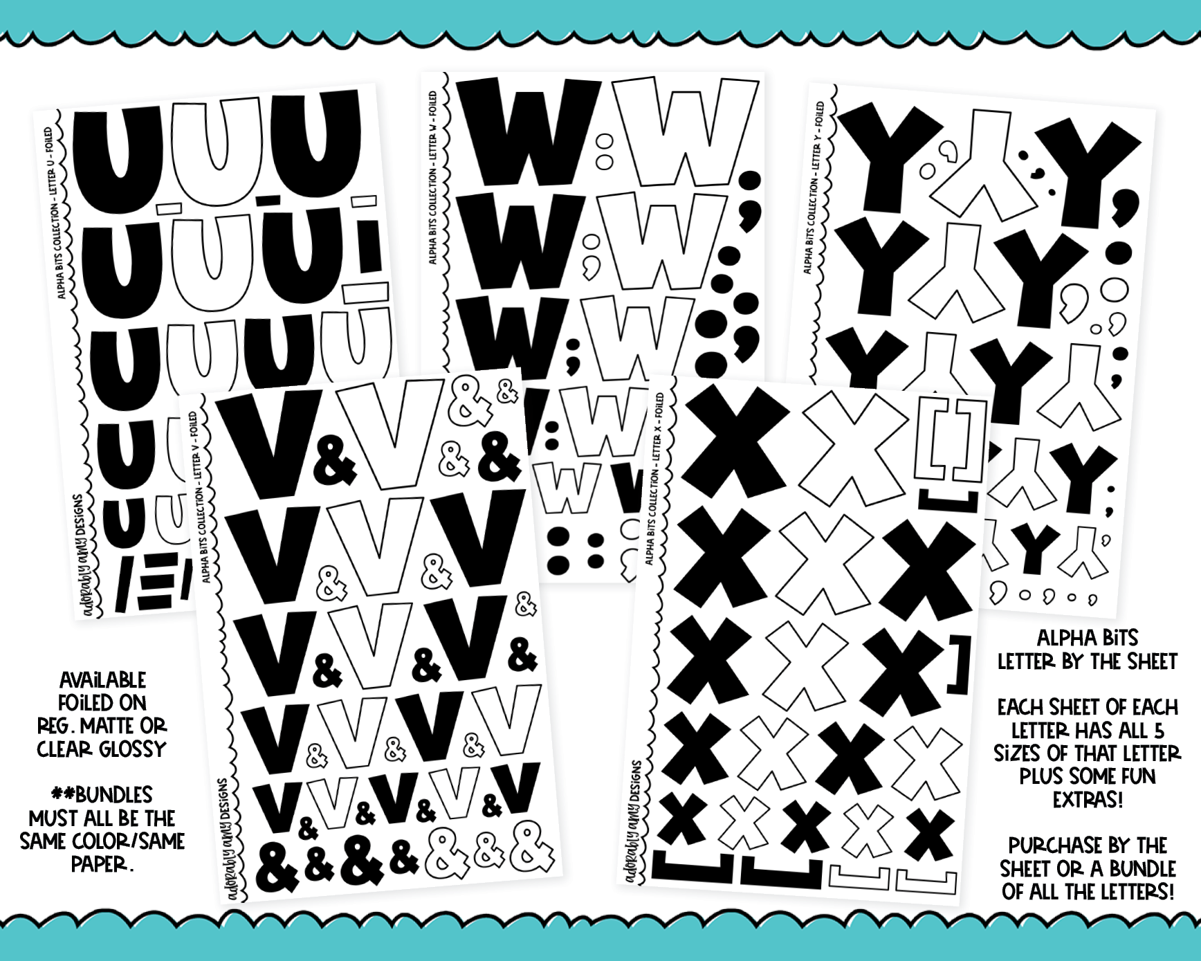 Alpha Bits V1 Letter Stickers Grouped By Size Typography Planner