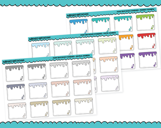 Rainbow Paint Drip Boxes Standard Stickers for any Planner or Insert