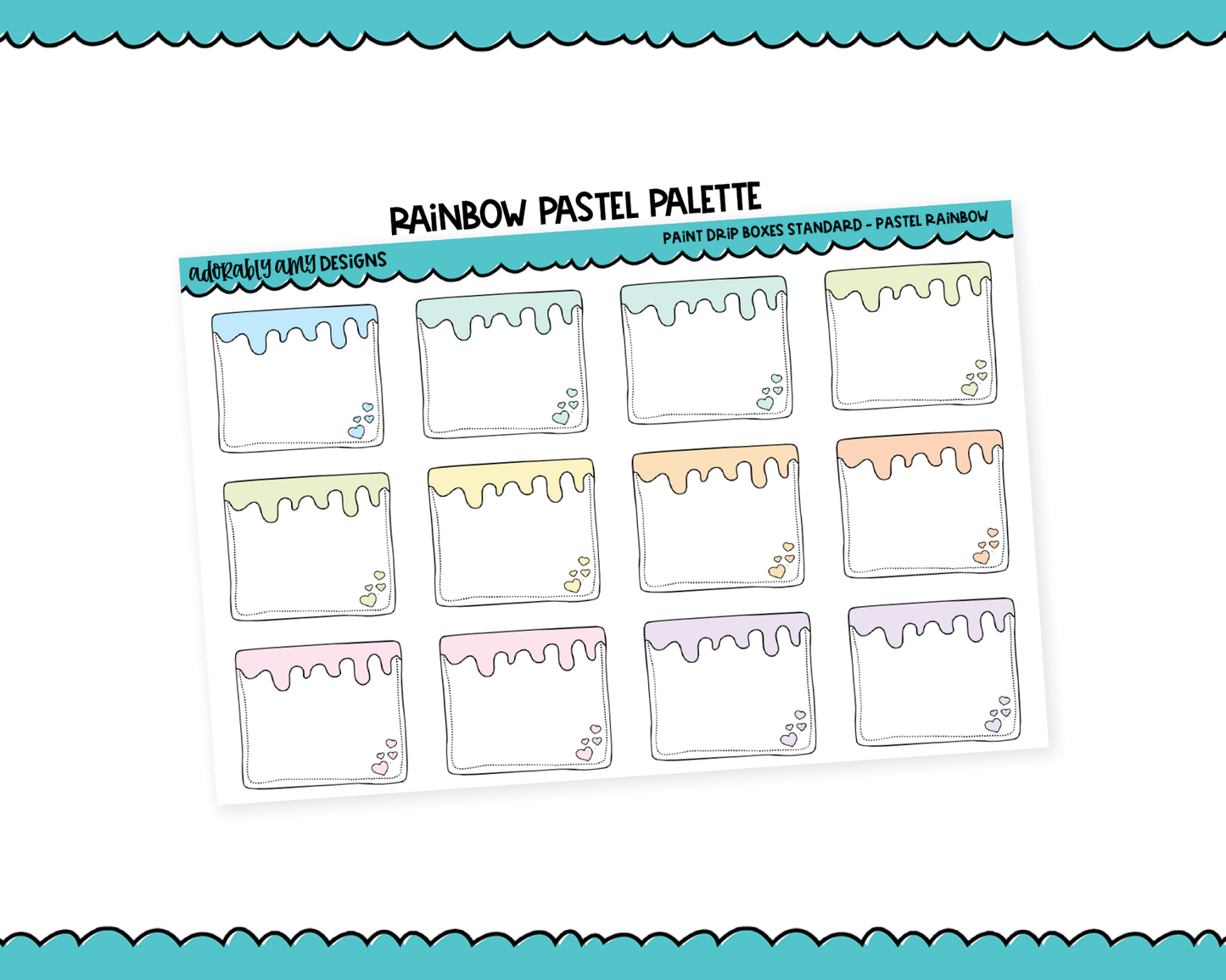 Rainbow Paint Drip Boxes Standard Stickers for any Planner or Insert