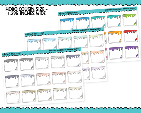 Hobo Cousin Paint Drip Boxes Planner Stickers for Hobo Cousin or any Planner or Insert