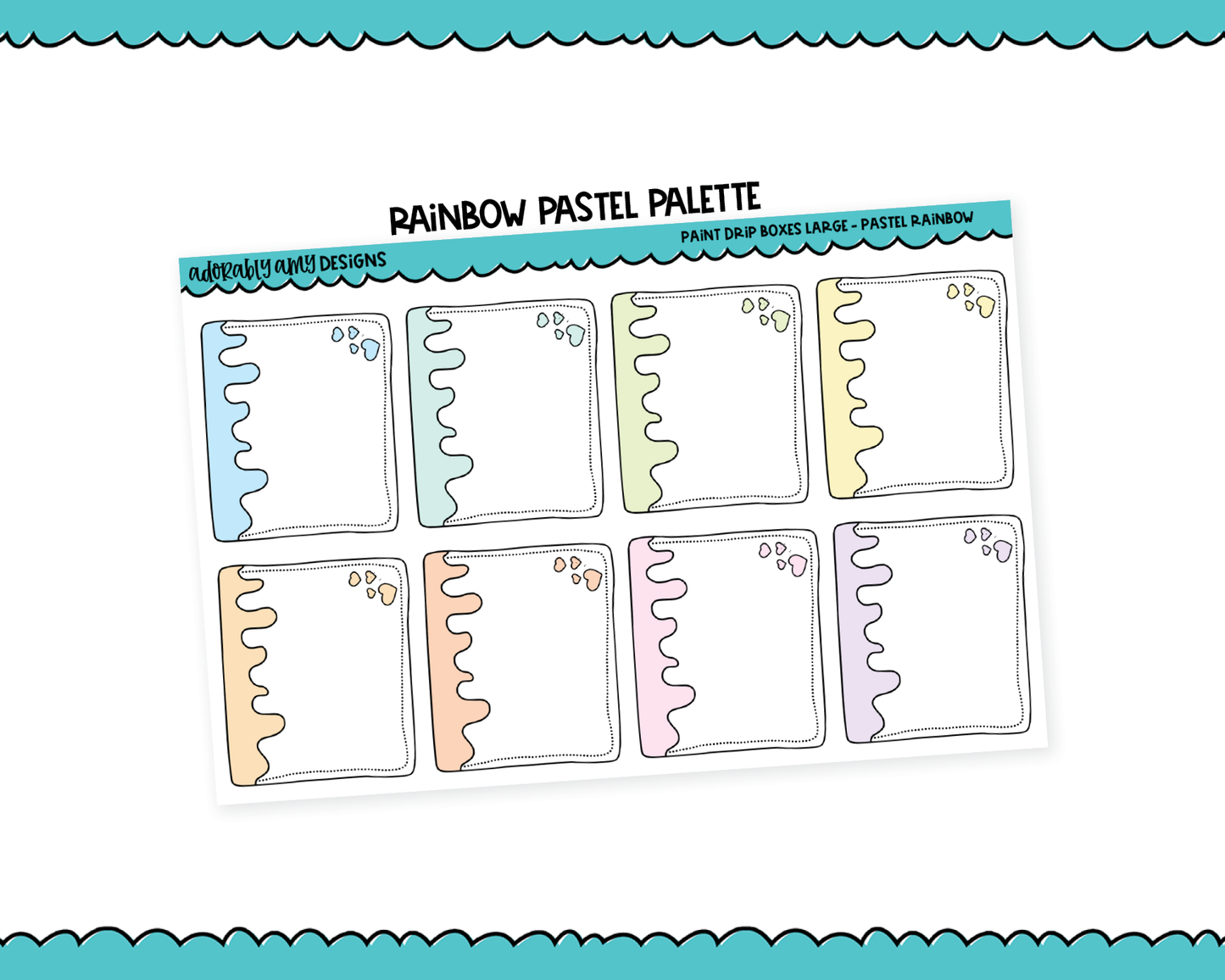 Rainbow Paint Drip Boxes Large/Jumbo Stickers for any Planner or Insert