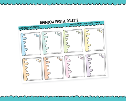 Rainbow Paint Drip Boxes Large/Jumbo Stickers for any Planner or Insert
