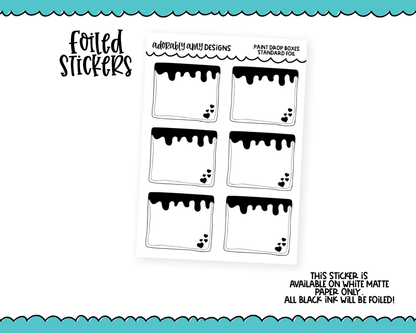Foiled Paint Drop Boxes Standard Size Functional Decorative Planner Stickers for any Planner or Insert
