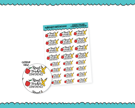 Parent Teacher Conference Doodle Typography Planner Stickers for any Planner or Insert