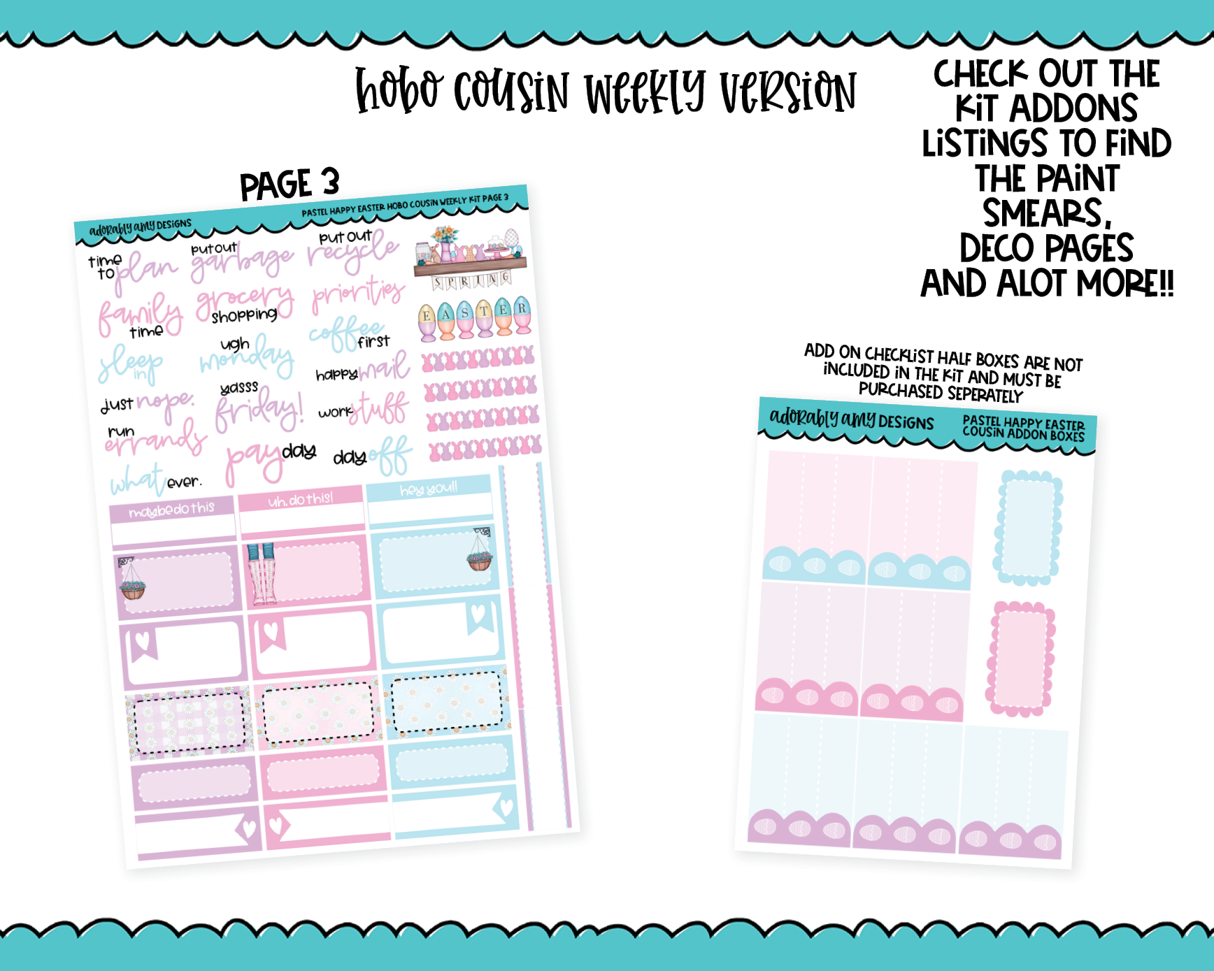 Hobonichi Cousin Monthly Happy Easter April Themed Planner Sticker Kit –  Adorably Amy Designs