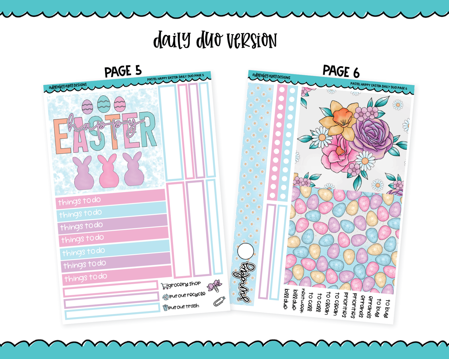 Daily Duo Pastel Happy Easter Themed Weekly Planner Sticker Kit for Daily Duo Planner