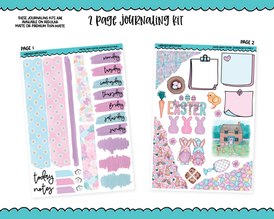 Journaling Kit Pastel Happy Easter Spring Themed Planner Sticker Kit in White OR Black for Blackout Planners