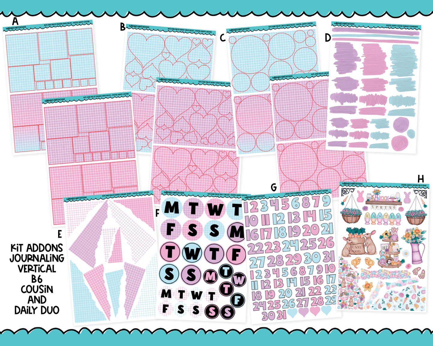 Pastel Happy Easter Weekly Kit Addons - All Sizes - Deco, Smears and More!