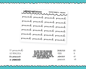 Foiled Tiny Text Series - Peacock Checklist Size Planner Stickers for any Planner or Insert
