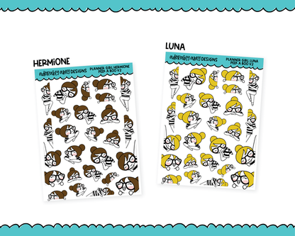 Doodled Planner Girls Character Stickers Peek a Boo V2 Edge Decoration Planner Stickers for any Planner or Insert