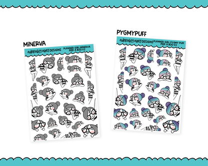Doodled Planner Girls Character Stickers Peek a Boo V2 Edge Decoration Planner Stickers for any Planner or Insert