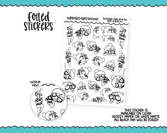 Foiled Doodled Planner Girls Peek a Boo V2 Edge Decoration Planner Stickers for any Planner or Insert