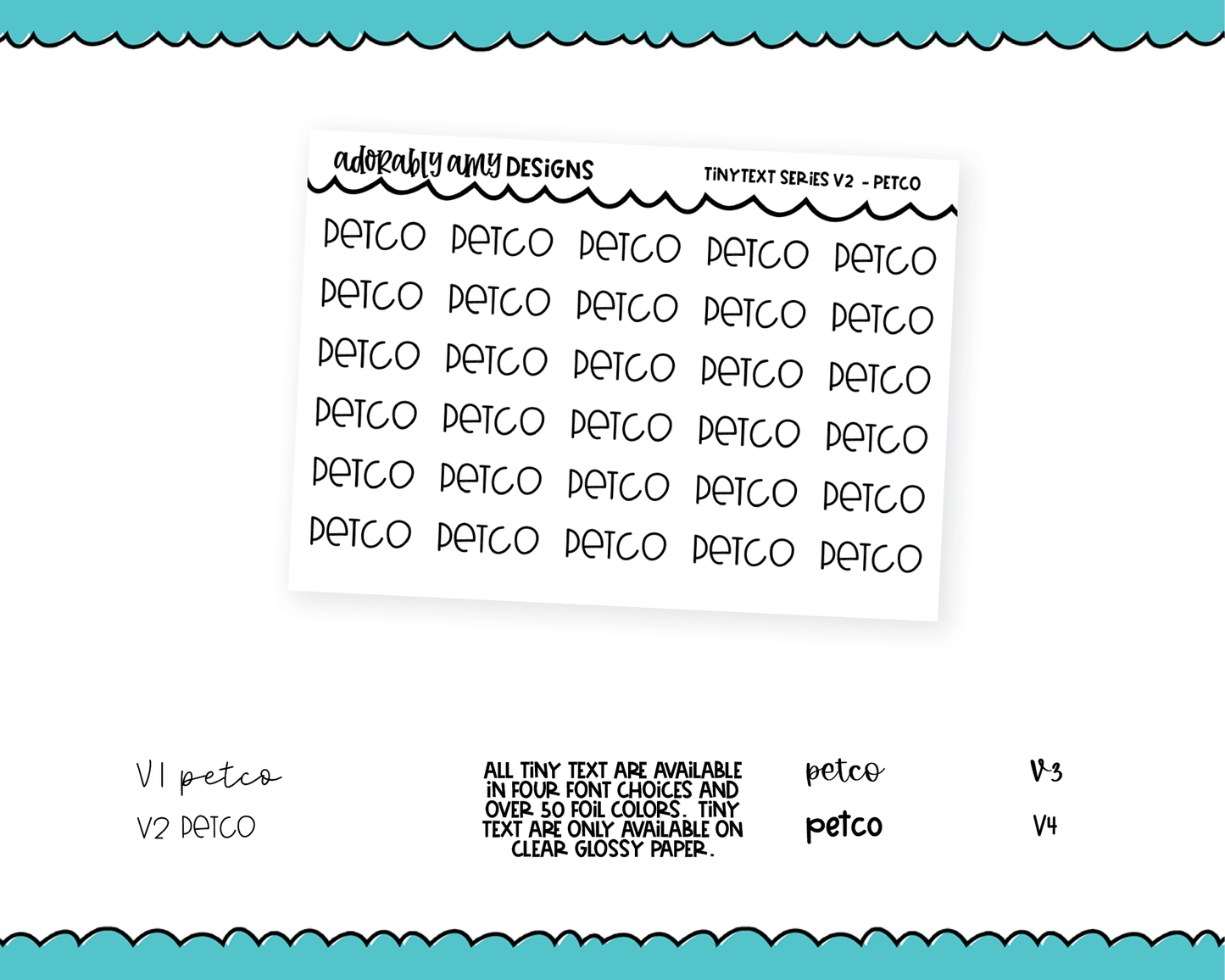 Foiled Tiny Text Series - Petco Checklist Size Planner Stickers for any Planner or Insert