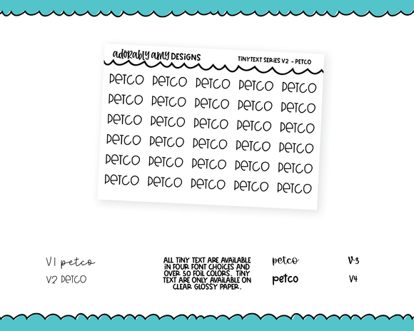 Foiled Tiny Text Series - Petco Checklist Size Planner Stickers for any Planner or Insert