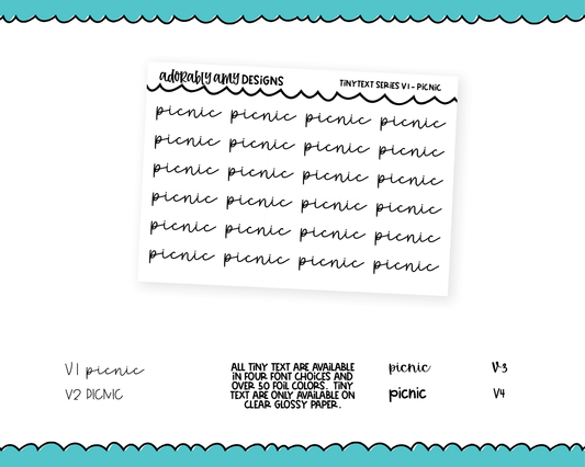 Foiled Tiny Text Series - Picnic Checklist Size Planner Stickers for any Planner or Insert